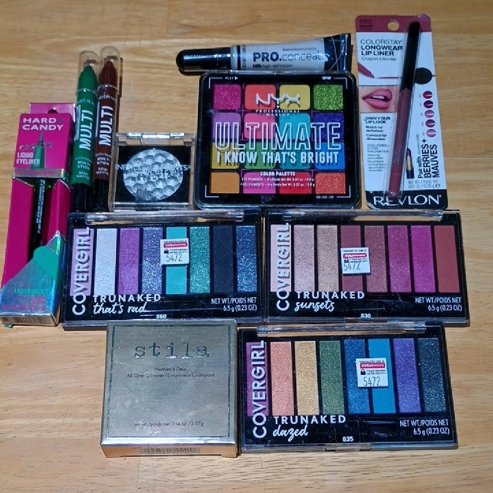 Eleven Piece Set Of New Makeup, CoverGirl,Stila,NYX,Hard candy And More